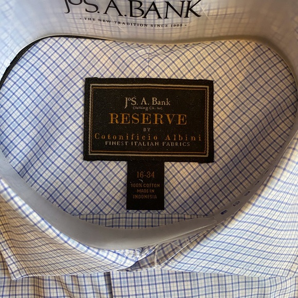 NWT Jos. A Bank Reserve Blue and White 100% Cotton Button Down SZ 16-34 - Picture 2 of 4